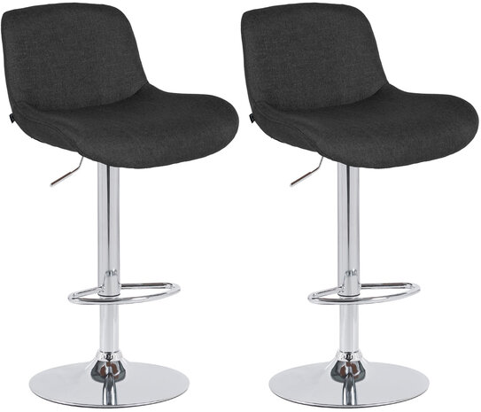 2-delige set barkrukken Silin Chroom Stof, Zwart