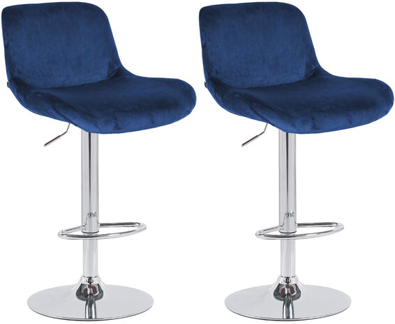 2-delige set barkrukken Silin Chroom Fluweel, Blauw