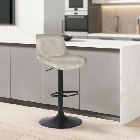 2-delige set barkrukken Silin Zwart Fluweel, Creme