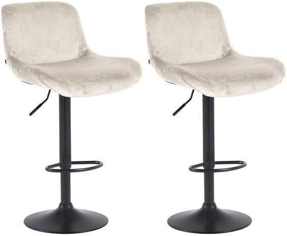 2-delige set barkrukken Silin Zwart Fluweel, Creme