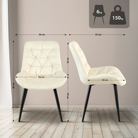 Set van 2 eetkamerstoelen Rissfird, Creme