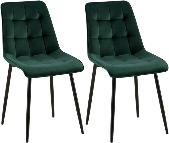 2-delige set eetkamerstoel Goffird fluweel, Groen