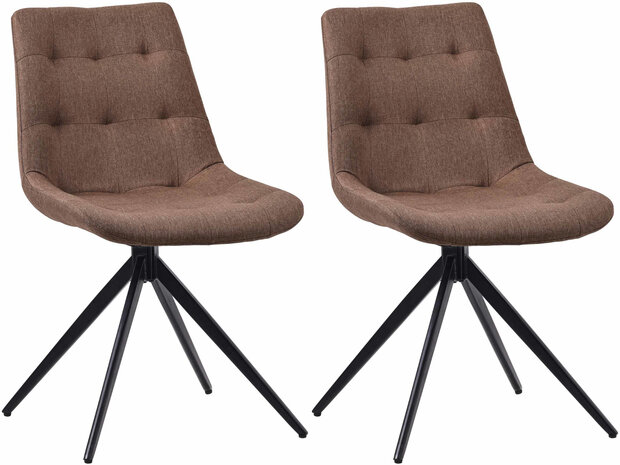 2-delige set eetkamerstoel Marne Stof, Taupe