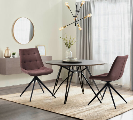 2-delige set eetkamerstoel Marne Stof, Taupe