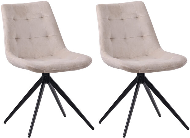 2-delige set eetkamerstoel Marne fluweel, Creme
