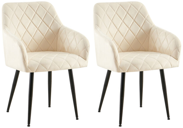 2-delige set eetkamerstoel Menott fluweel B, Creme