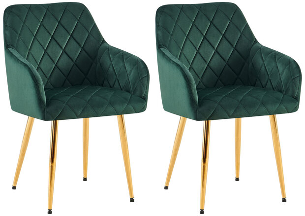 2-delige set eetkamerstoel Menott fluweel G, Groen