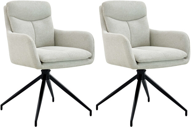 2-delige set eetkamerstoel Semors stof, Creme