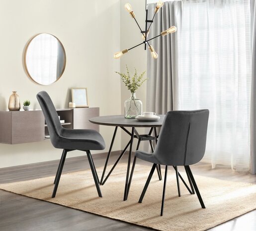 Set van 2 eetkamerstoelen Liwis Fluweel, Grijs