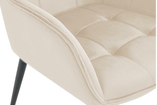 2-delige set eetkamerstoel Firndili fluweel, Creme