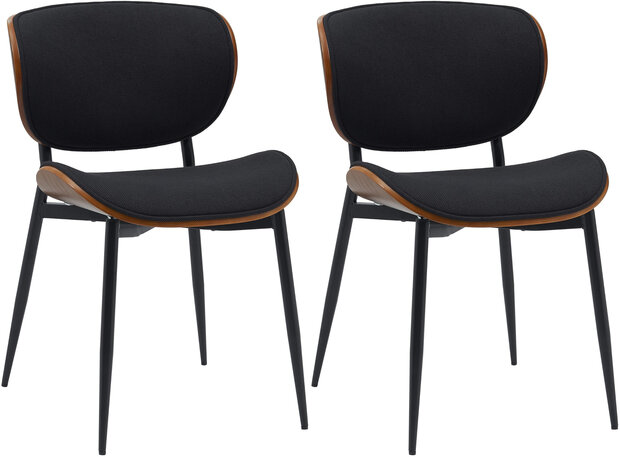 2-delige set bezoekersstoel Ined stof, Zwart