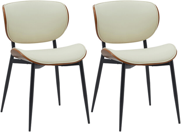 Set van 2 bezoekersstoelen Ined kunstleer, Creme