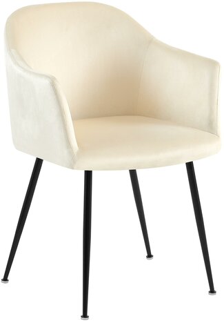 Eetkamerstoel Jeysia Fluweel, Creme