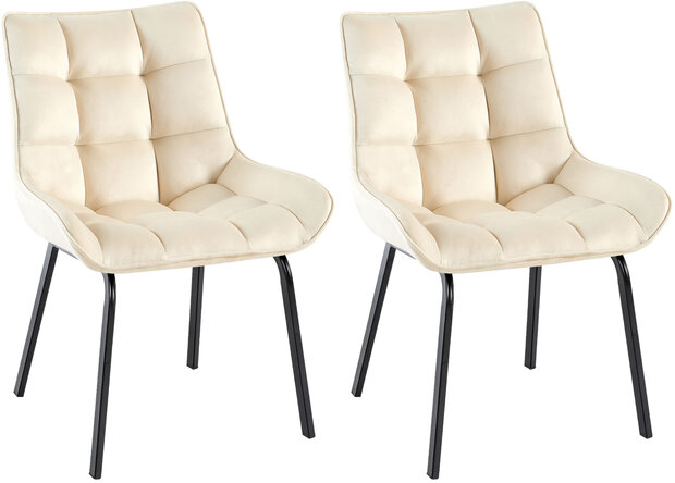 2-delige set stoel Sirindi fluweel, Creme