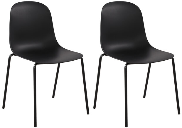 2-delige set stoel Hirdan, Zwart