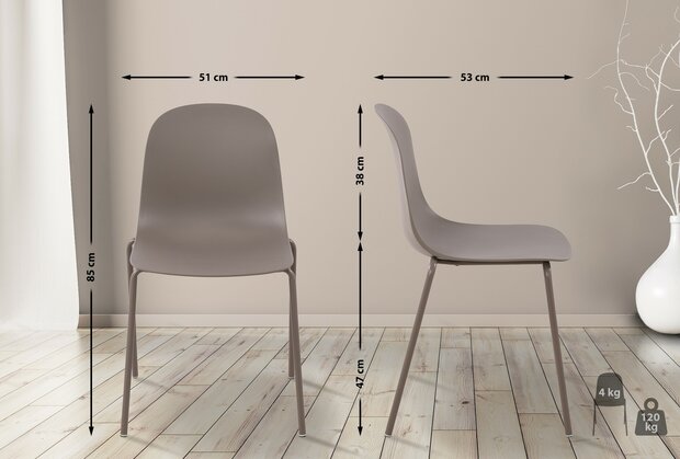 2-delige set stoel Hirdan, Taupe