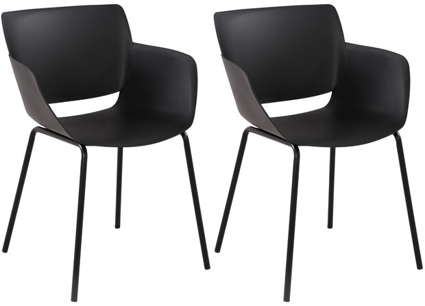2-delige set stoel Ilpini, Zwart