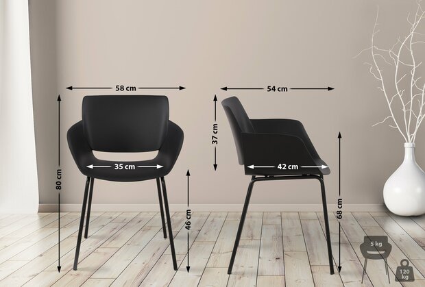 2-delige set stoel Ilpini, Zwart