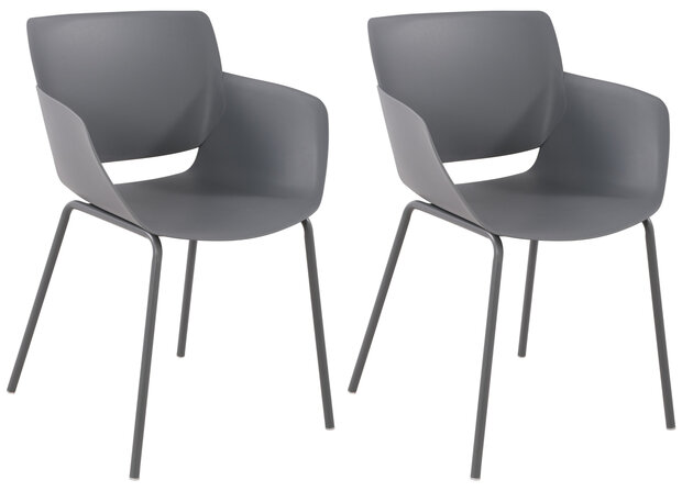 2-delige set stoel Ilpini, Grijs