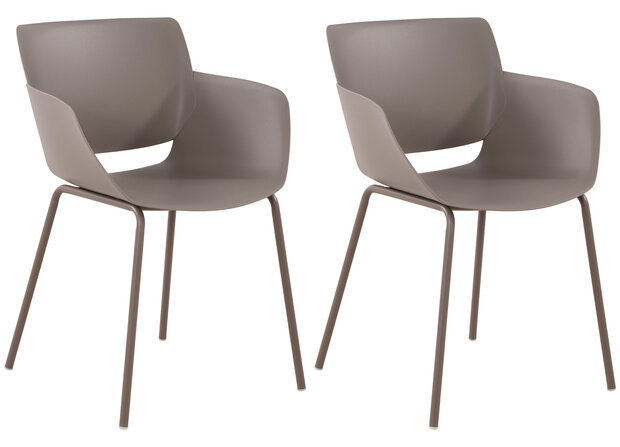2-delige set stoel Ilpini, Taupe
