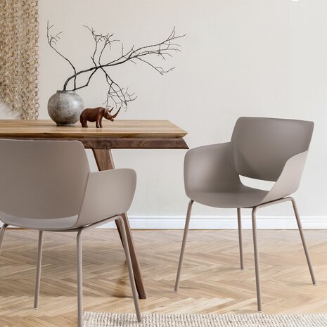 2-delige set stoel Ilpini, Taupe