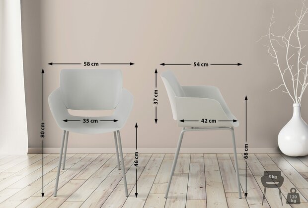 2-delige set stoel Ilpini, Grijs