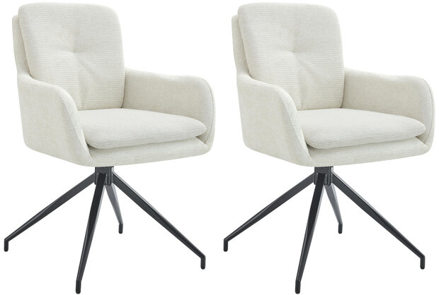2-delige set eetkamerstoel Peckitt stof, Creme