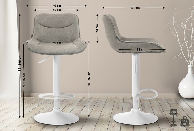 Barkruk Venoro Stof wit, Taupe