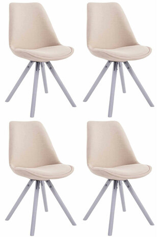 4-delige set stoelen Teulouso Stof Rond wit, Creme