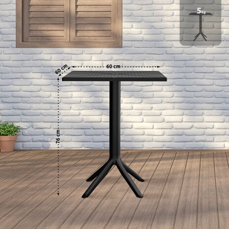 Tafel Navelu 60x60 cm, Zwart