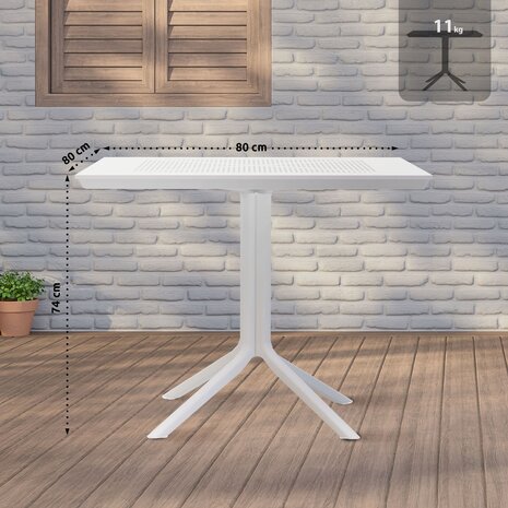 Tafel Lanvel 80x80 cm, Wit