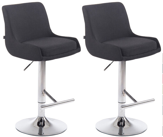 2-delige set barkruk Cleb Stof chroom, Zwart
