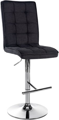 Barkruk Pikeng V2 Stof chroom, Zwart