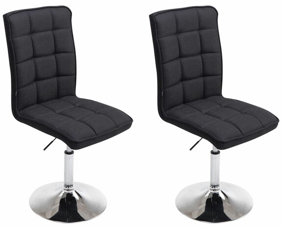 2-delige set eetkamerstoelen Pikeng V2 Stof, Zwart