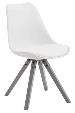 Bezoekersstoel Teulouso Kunstleer Square grijs, Wit