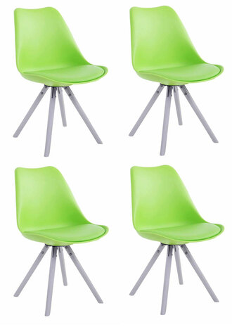 4-delige set stoelen Teulouso kunstleer rond wit, Groen