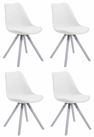 4-delige set stoelen Teulouso kunstleer rond wit, Wit