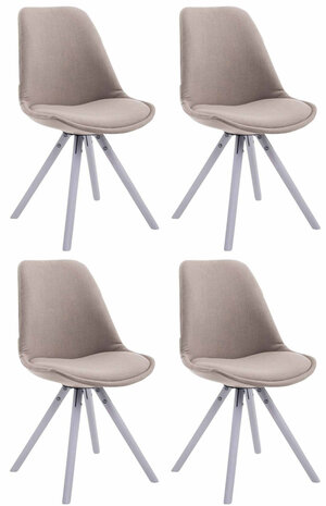 4-delige set stoelen Teulouso Stof Rond wit, Taupe