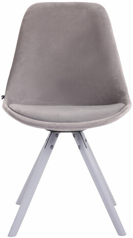 4-delige set stoelen Teulouso fluweel Rond wit, Grijs