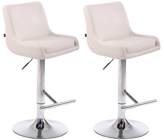2-delige set barkruk Cleb kunstleer chroom, Wit