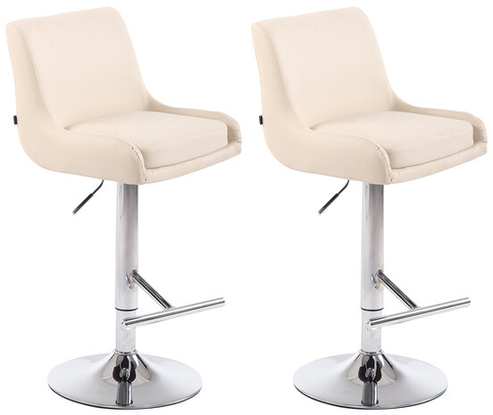 2-delige set barkruk Cleb kunstleer chroom, Creme