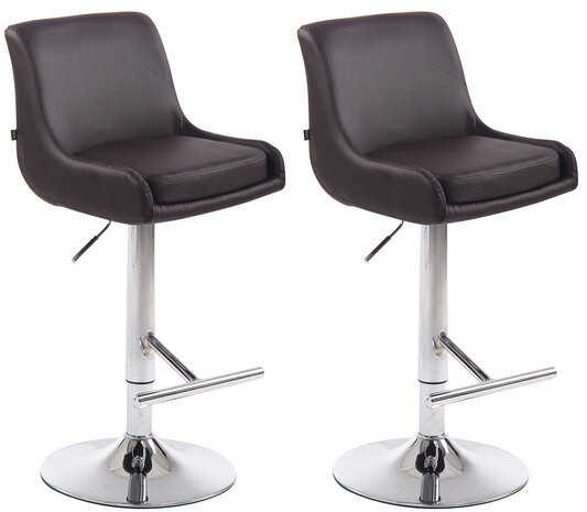 2-delige set barkruk Cleb kunstleer chroom, Bruin