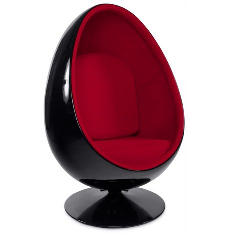 Fauteuil Valerie (Egg Chair / Ei Stoel) Zwart/Rood