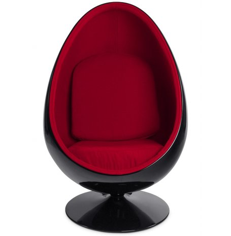 Fauteuil Valerie (Egg Chair / Ei Stoel) Zwart/Rood