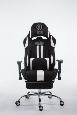 Gaming Stoel Rico Wit Stof met Voetsteun