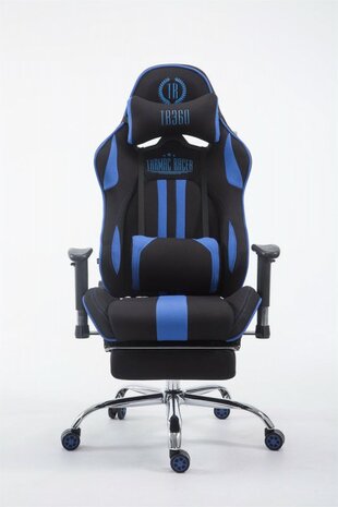 Gaming Stoel Rico Blauw Stof met Voetsteun