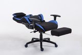 Racing bureaustoel Sheft V2 stof Zwart/Blauw,mit Fußablage_