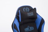Racing bureaustoel Sheft V2 stof Zwart/Blauw,mit Fußablage_