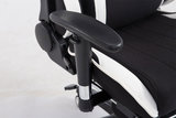 Racing bureaustoel Sheft V2 stof Zwart/Wit,mit Fußablage_
