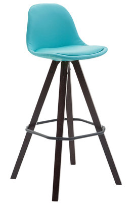 Barkruk Frinklan Volledig Bekleed Kunstleder vierkant frame Blauw,cappuccino (eiche)
